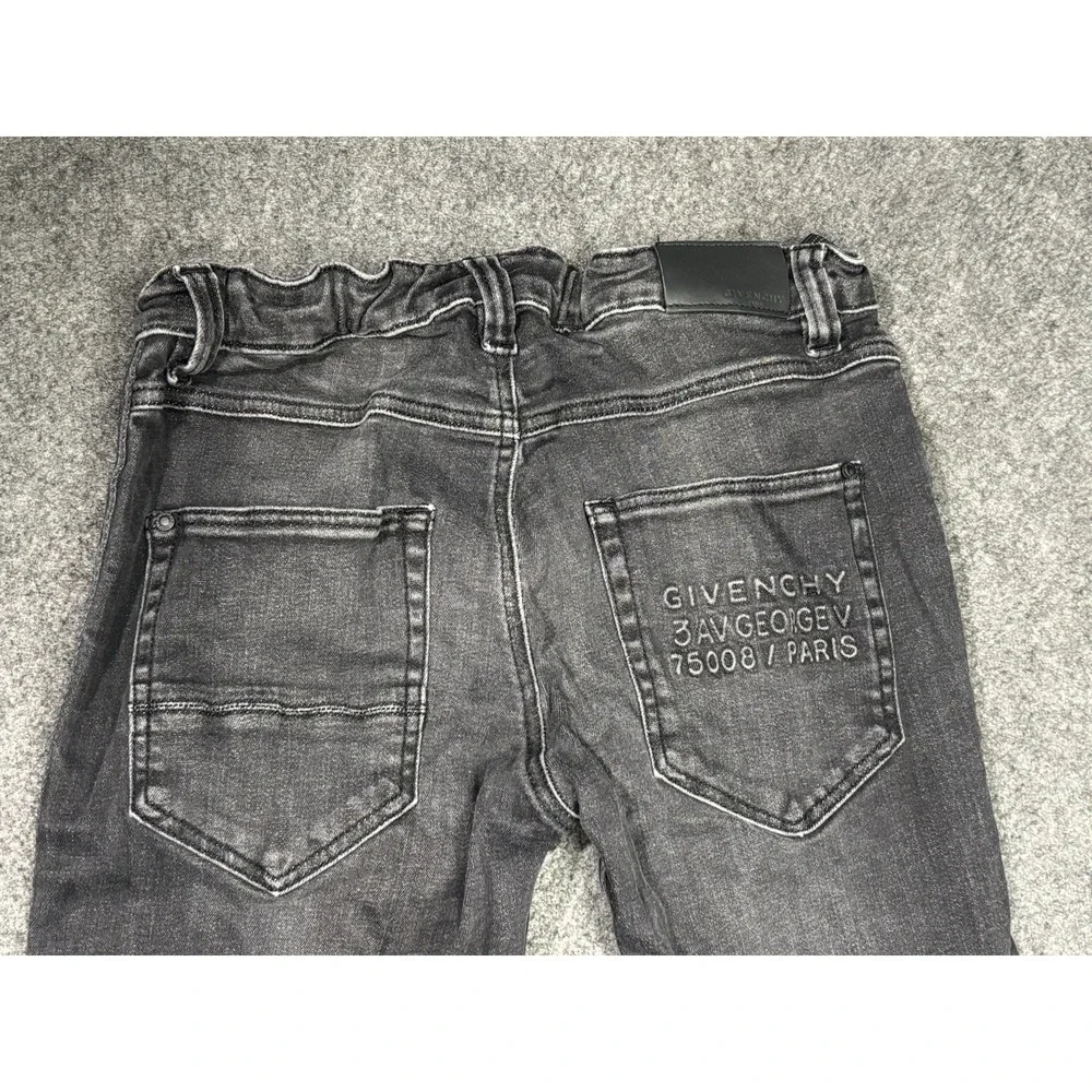 Givenchy Kids Logo Tape Faded Black Denim Jeans Boys Size 12 Stretch